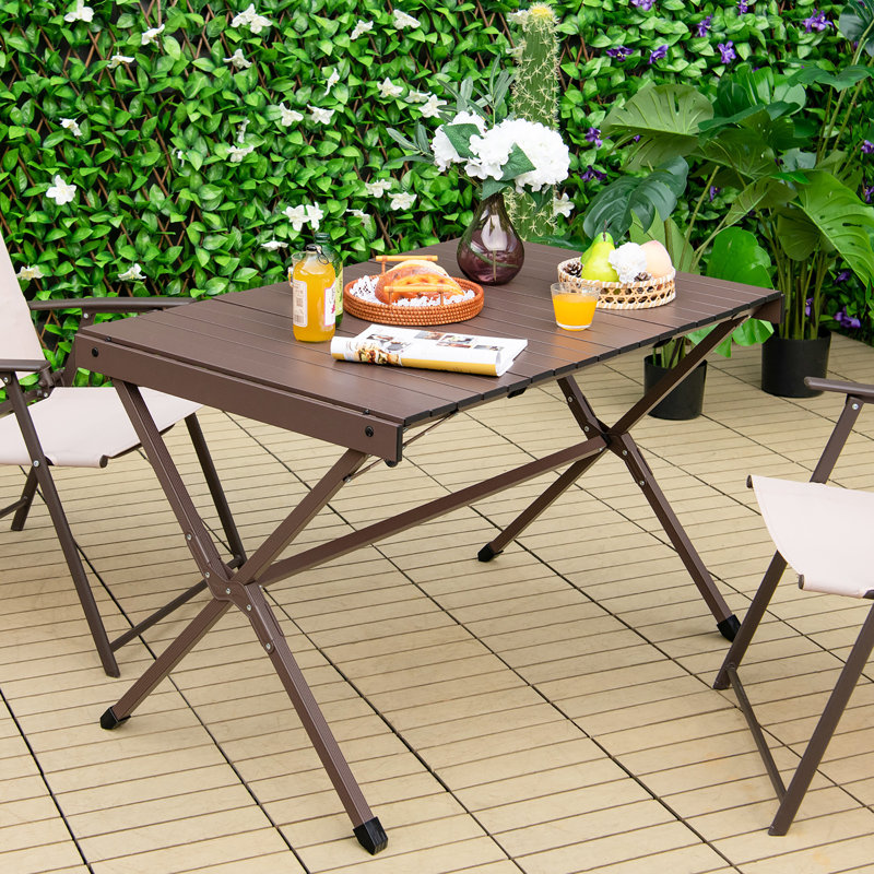 43 Rectangular Portable Folding Table Brown